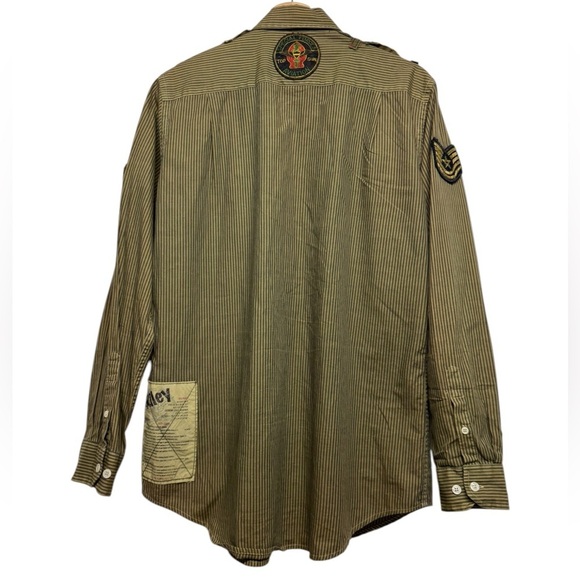 RILEY DENIM Men's Military Shirt Army Green S - Picture 11 of 15